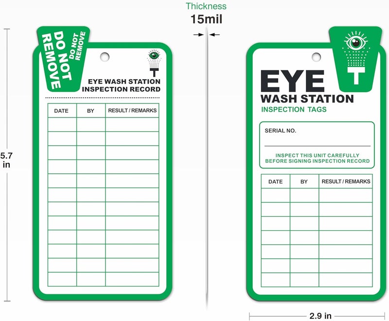Fiivas Eye Wash Station Inspection Tags 25 Pack, Plastic Eyewash Inspection Safety Tags, Yearly Monthly Weekly Inspection Records Tag for Eye Wash Station, OSHA Eye Wash Tag Test Cards - Image 2
